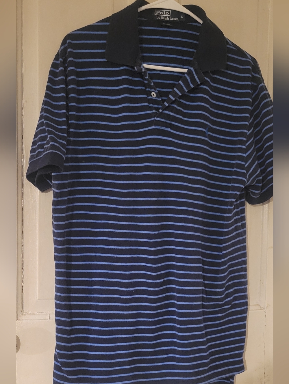 Polo by Ralph Lauren Navy with Blue Stripes Short-Sleeve Polo Size Large